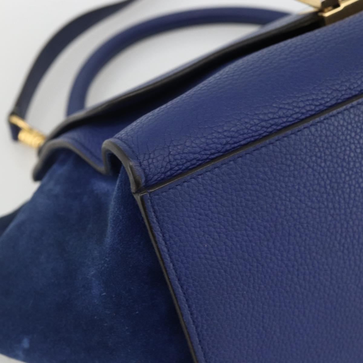 Celine Trapeze Leather With Suede Blue Leather Handbag (Pre-Owned)