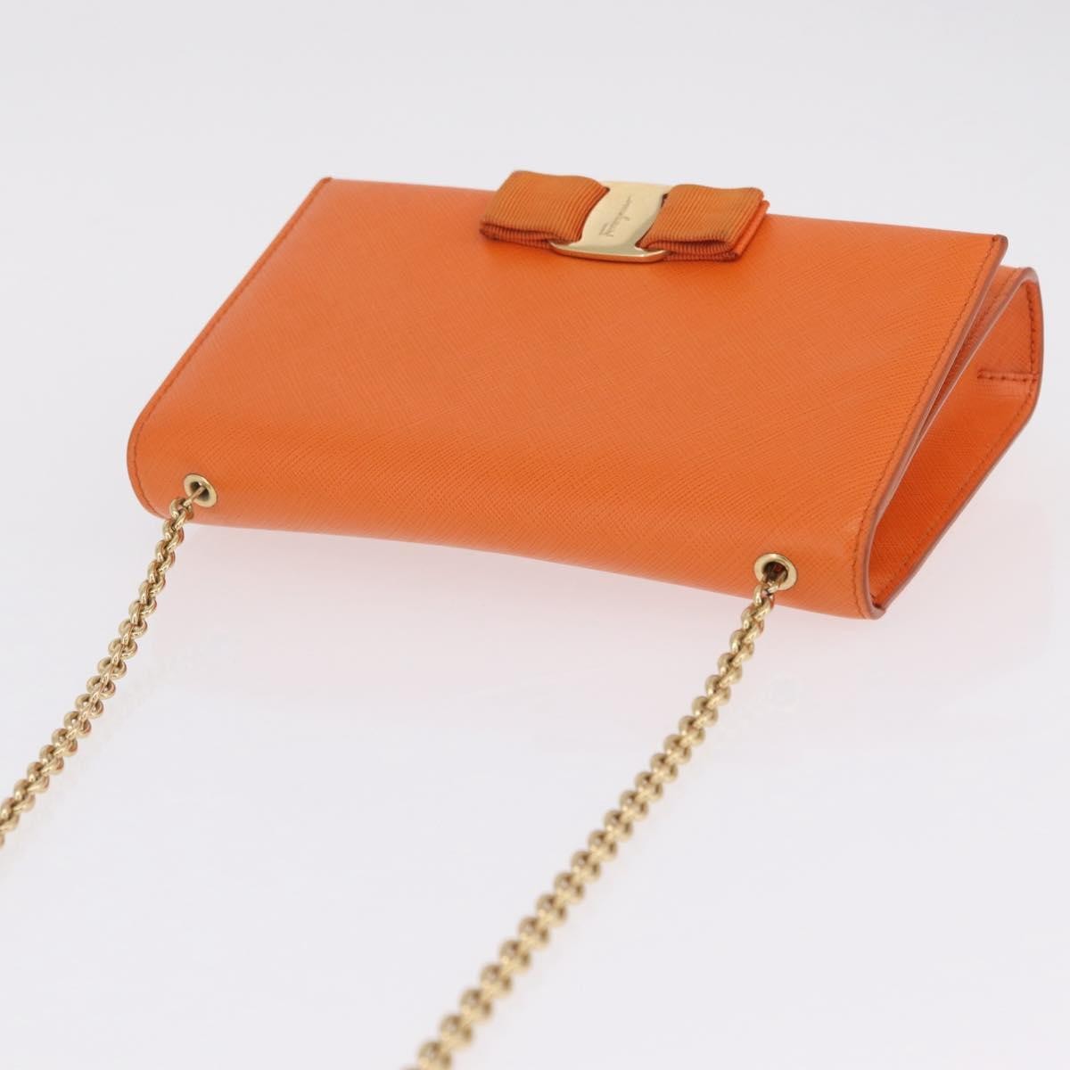 Salvatore Ferragamo Vala Leather Orange Leather Shoulder Bag Bag (Pre-Owned)