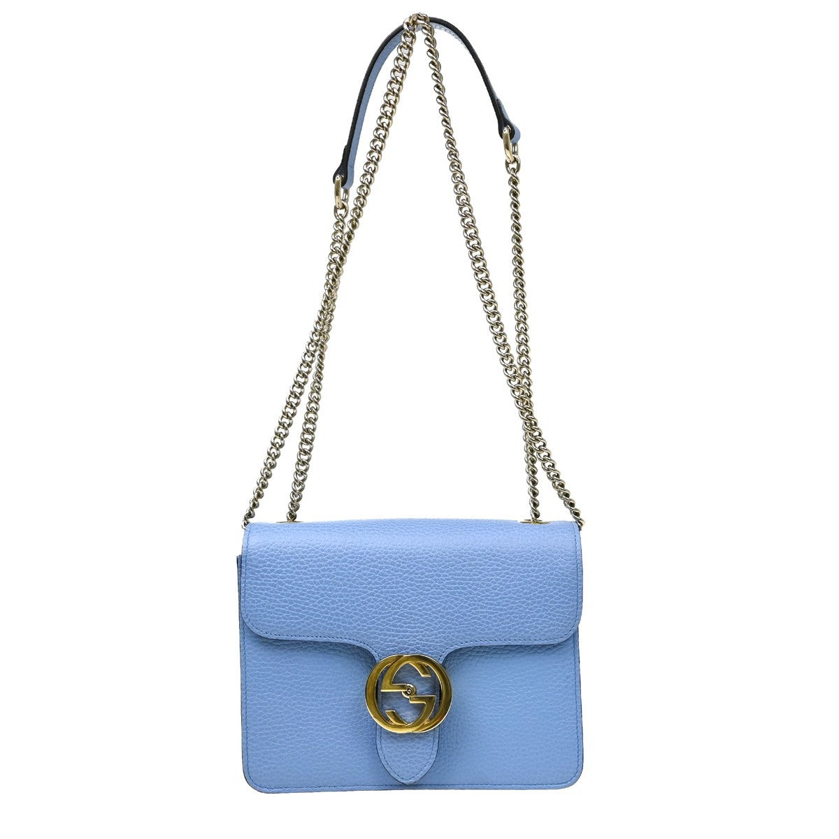 Gucci Interlocking Leather Blue Leather Shoulder Bag Bag (Pre-Owned)