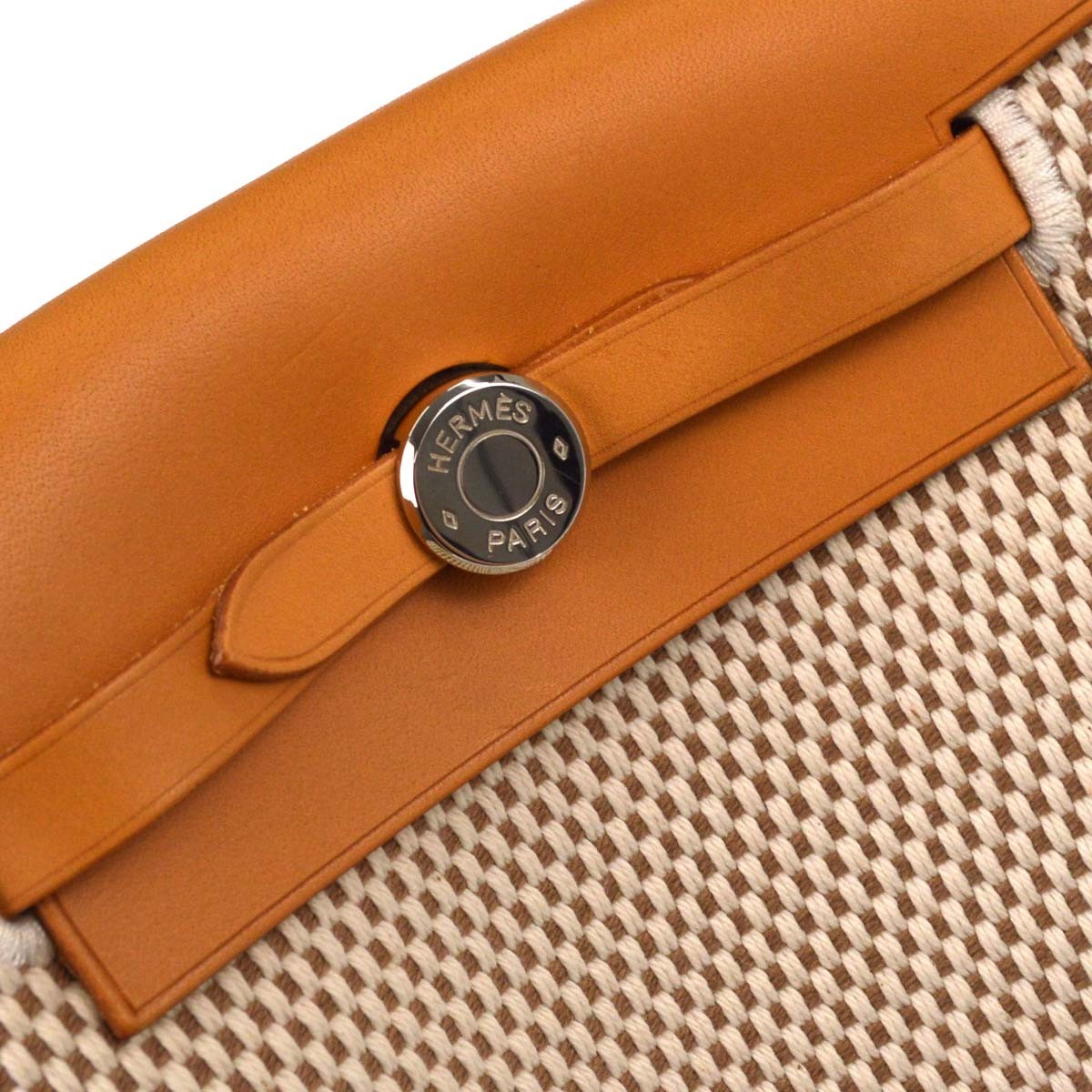 Hermes Herbag Toile And Leather Beige Canvas Handbag (Pre-Owned)