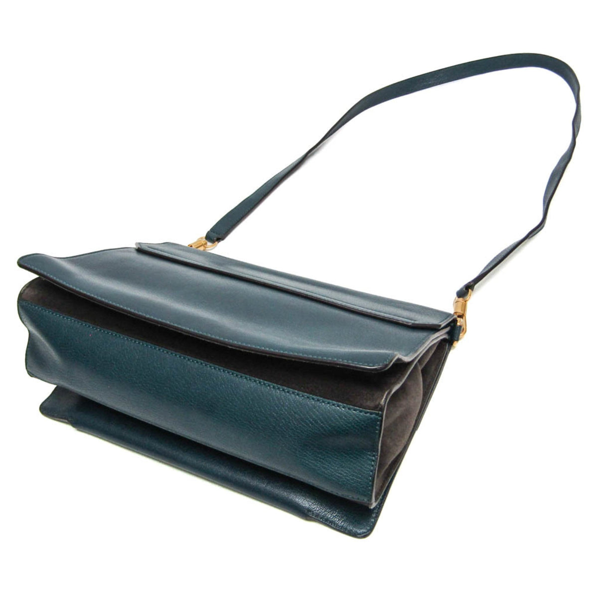 Givenchy Gv3 Flap Leather With Suede Blue Leather Handbag (Pre-Owned)