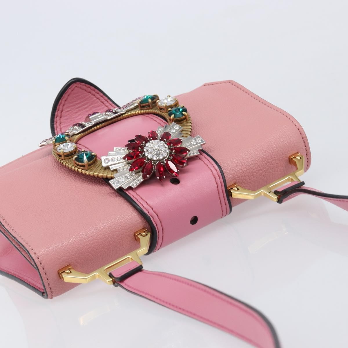 Miu Miu Madras Crystal Flap Leather Pink Leather Crossbody Bag Bag (Pre-Owned)