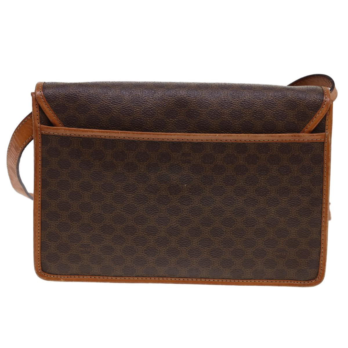 Celine Vintage Macadam Canvas And Leather Brown Canvas Shoulder Bag Bag (Pre-Owned)