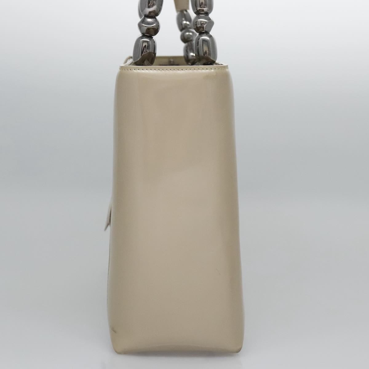Christian Dior Pearl Lady Dior Patent Leather Beige Patent_Leather Handbag (Pre-Owned)