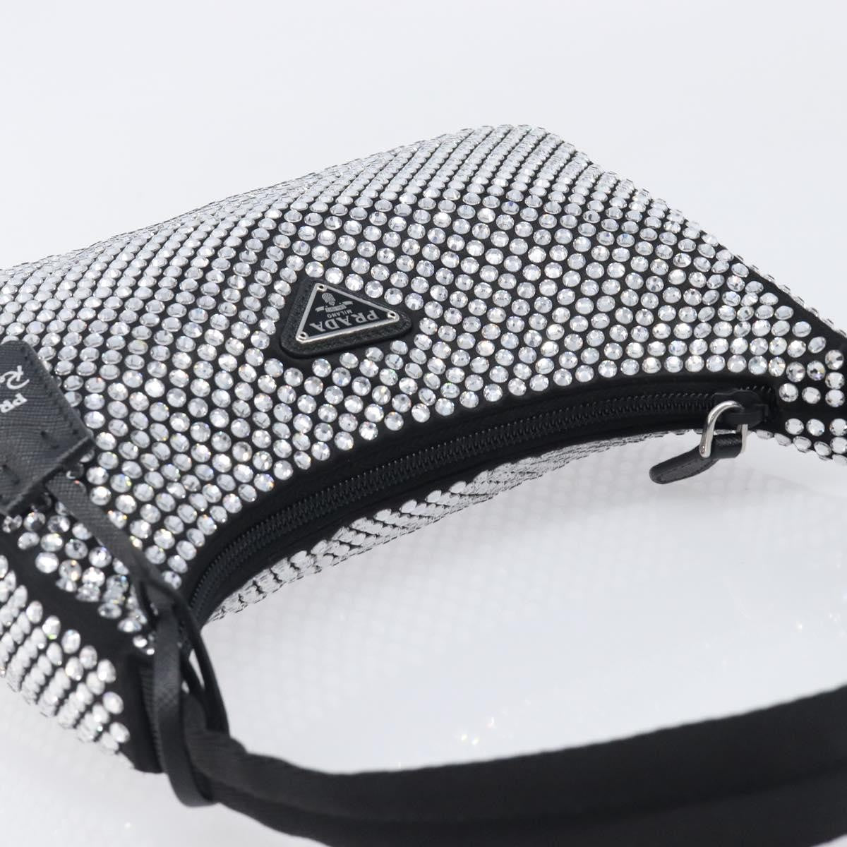 Prada Re-Edition 2000 Hobo Crystal Embellished Satin Silver Silk Shoulder Bag Bag (Pre-Owned)