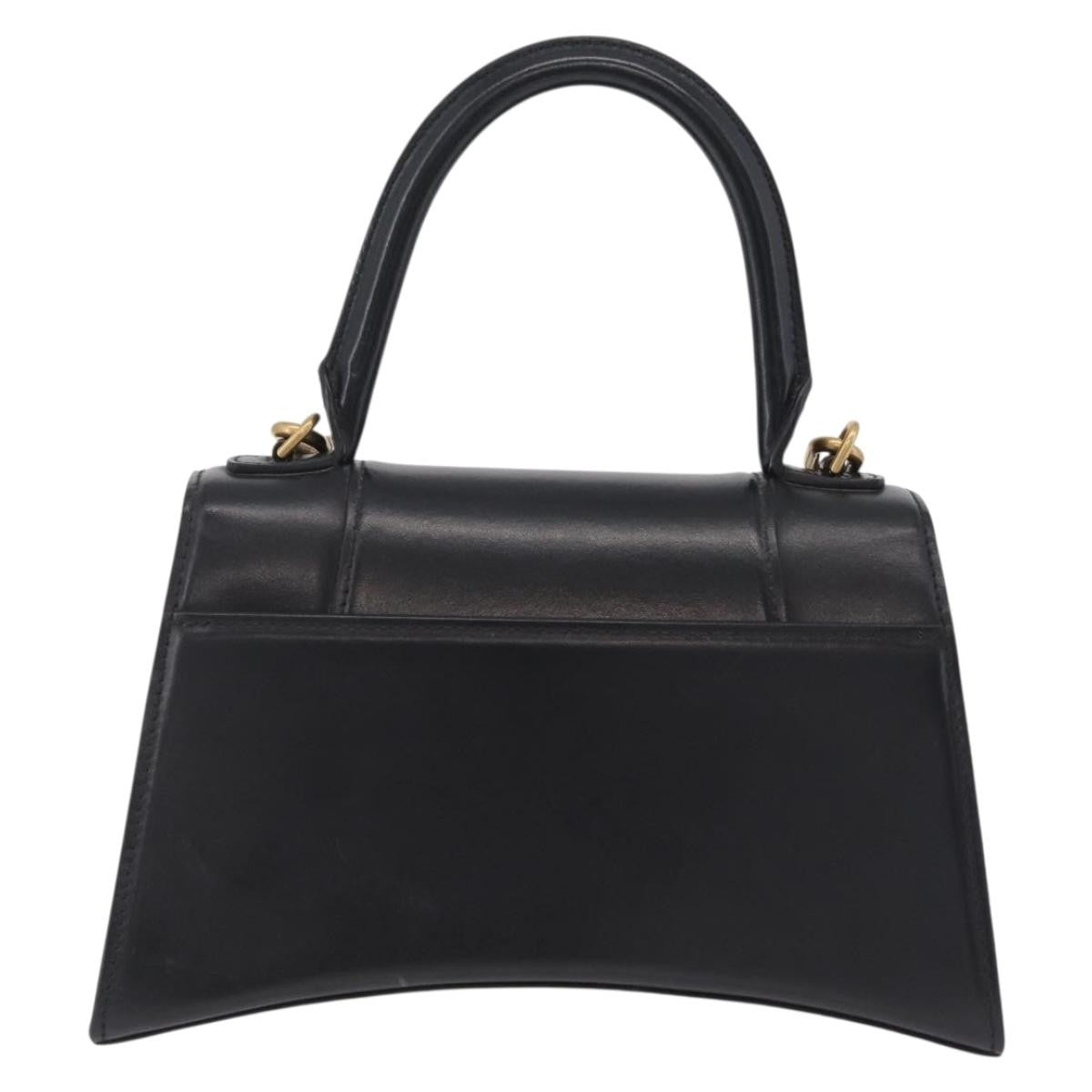 Balenciaga Graffiti Hourglass Top Handle Leather Black Leather Handbag (Pre-Owned)