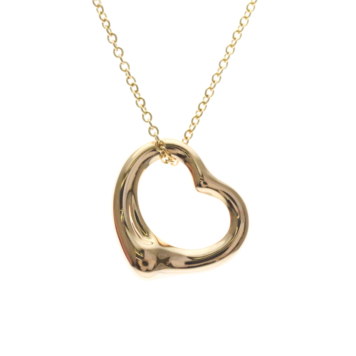 Tiffany & Co. Elsa Peretti Open Heart Pendant 18K Rose Gold Pink Pink_Gold Necklace Jewelry (Pre-Owned)