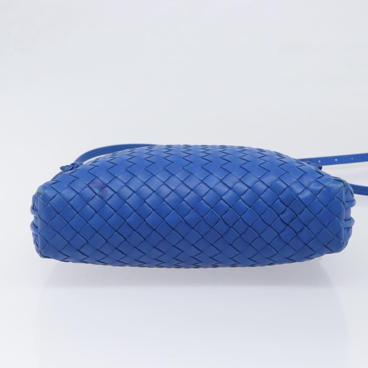 Bottega Veneta Nodini Intrecciato Nappa Blue Leather Shoulder Bag Bag (Pre-Owned)