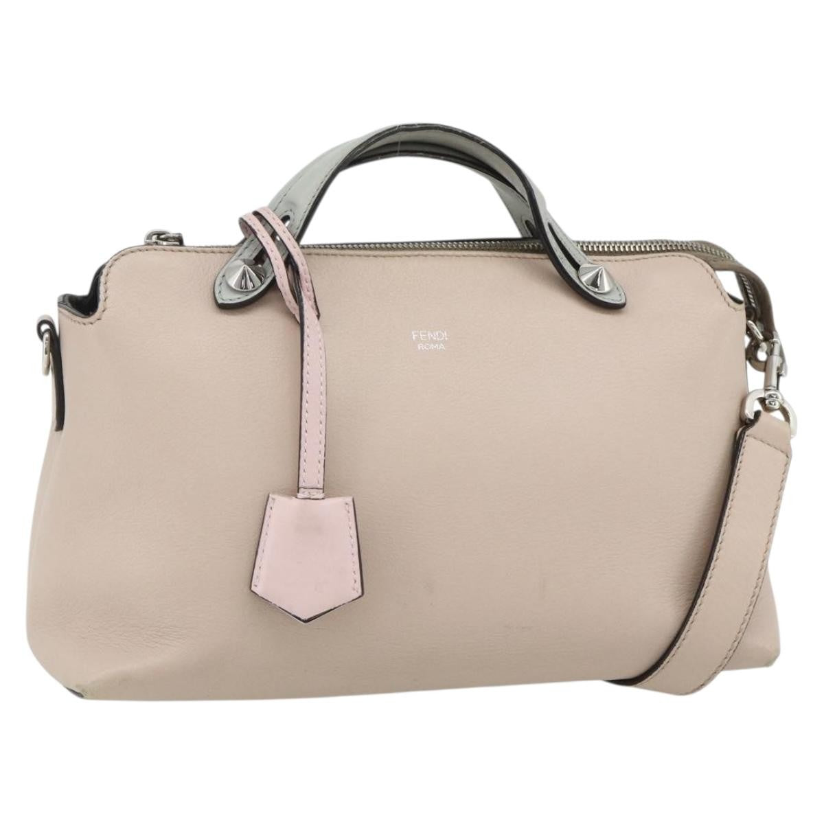 Fendi By The Way Satchel Leather Beige Leather Handbag (Pre-Owned)