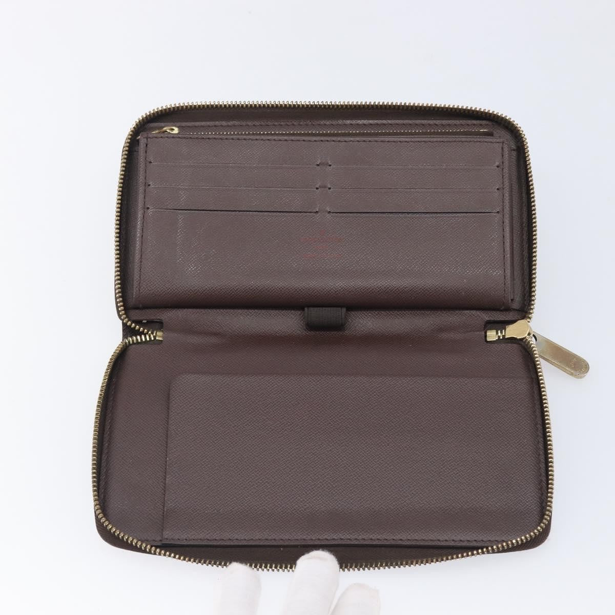 Louis Vuitton Zippy Organizer Damier Brown Canvas Wallets Accessory (Pre-Owned)