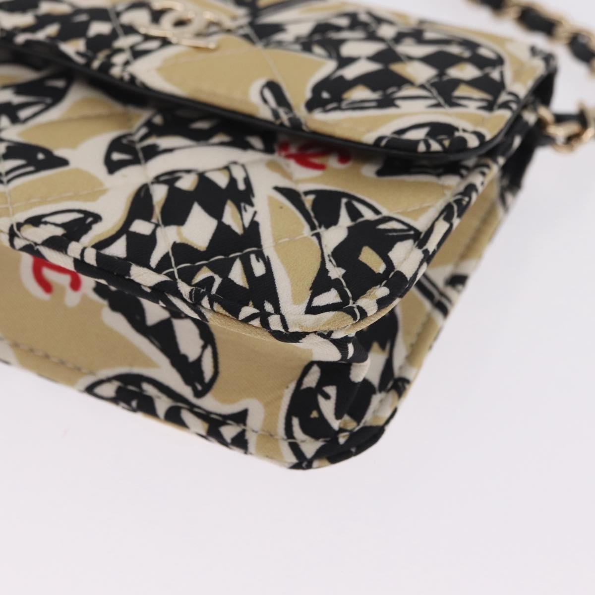 Chanel Flap Card Holder On Chain Quilted Printed Canvas Multicolour Canvas Crossbody Bag Bag (Pre-Owned)