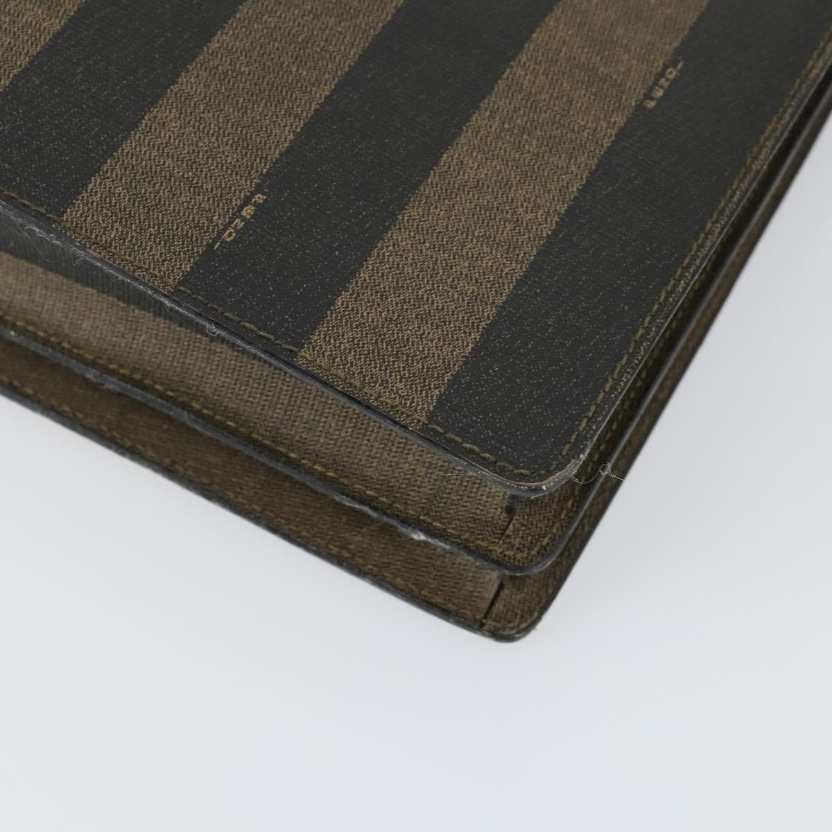 Fendi Vintage Pequin Coated Canvas Brown Canvas Briefcase Bag (Pre-Owned)