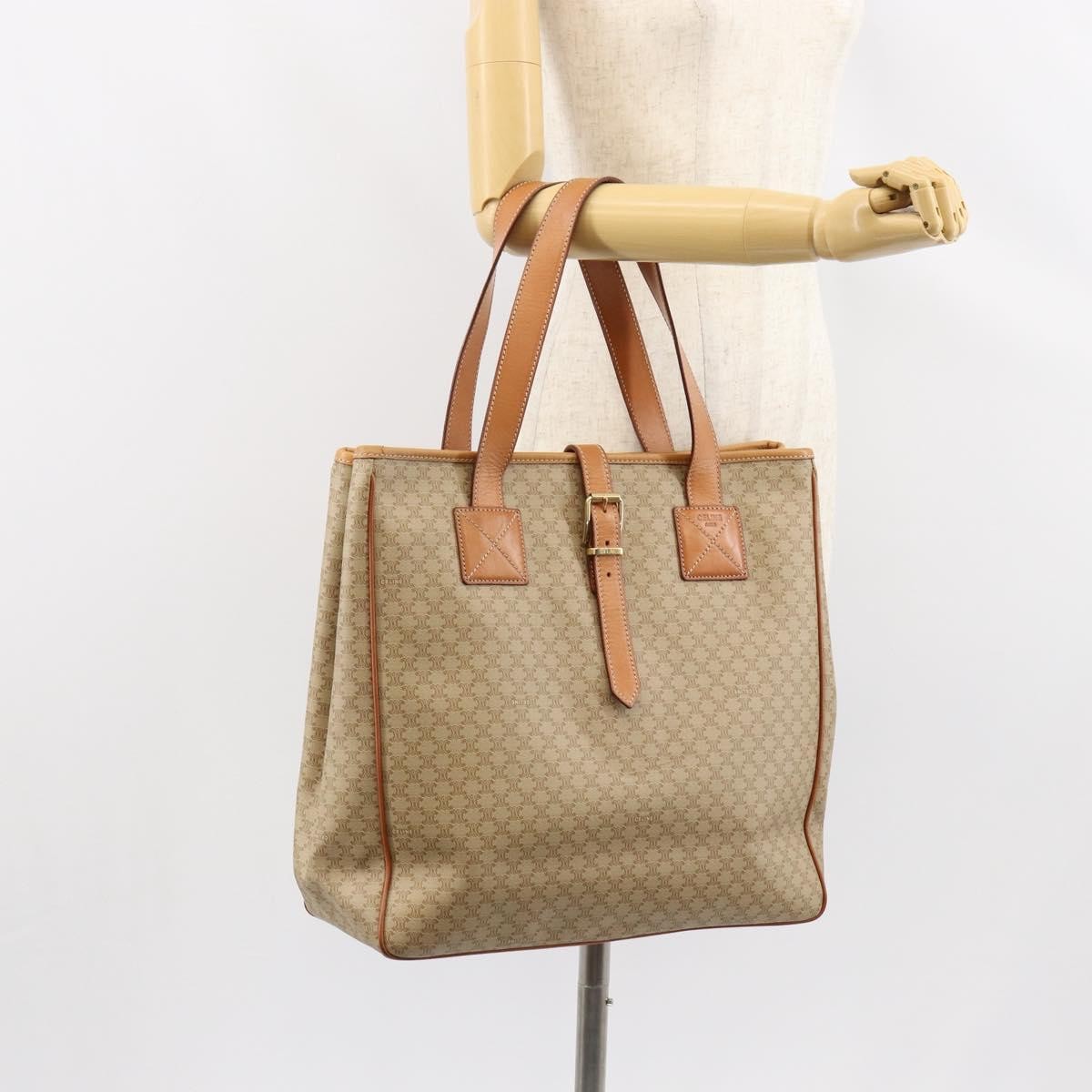 Celine Macadam Shoulder Pvc Leather Beige Canvas Shoulder Bag Bag (Pre-Owned)