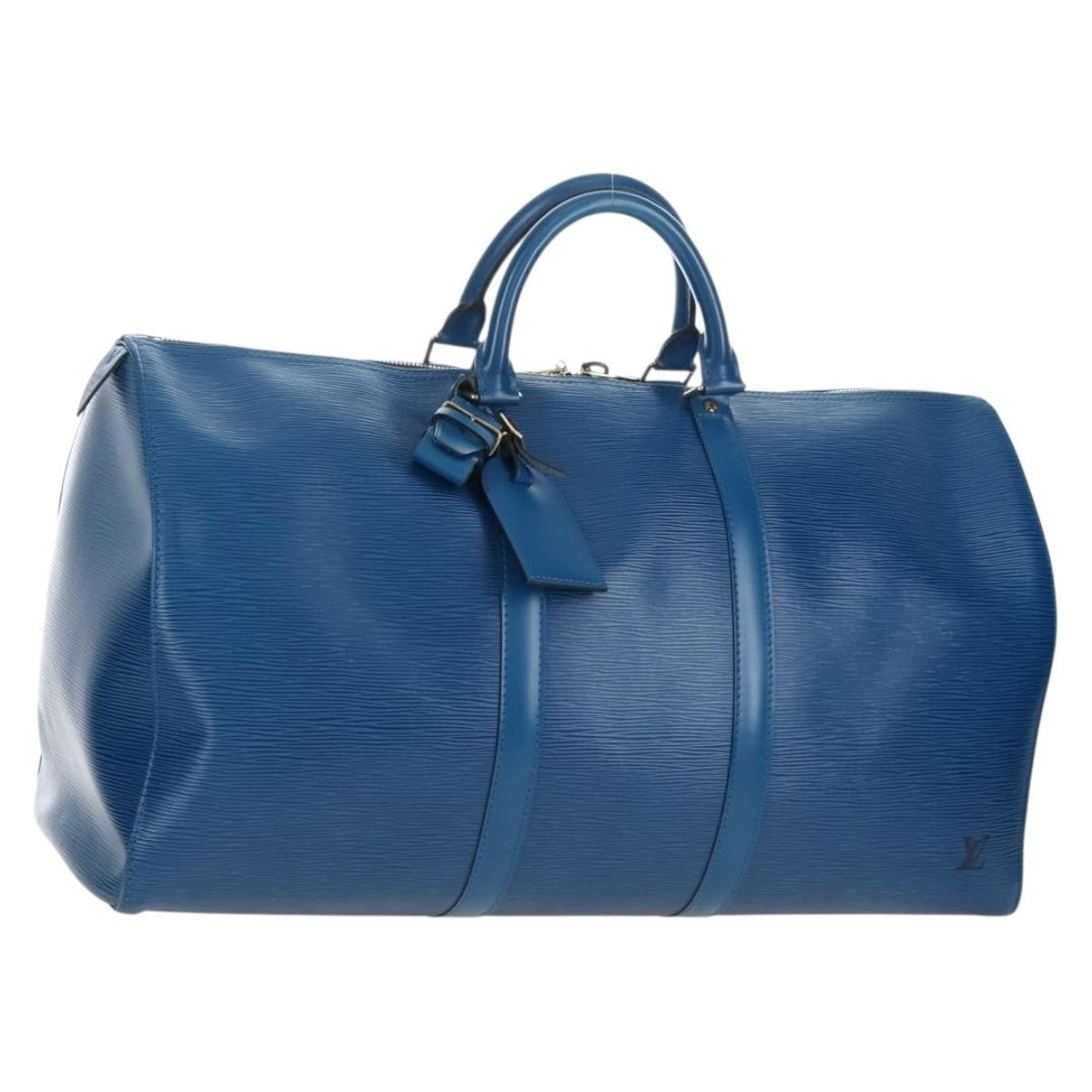Louis Vuitton Keepall Epi Leather Blue Leather Travel Bag Bag (Pre-Owned)