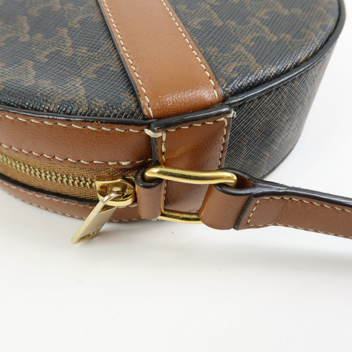 Celine Round Purse On Strap Triomphe Coated Canvas Brown Canvas Crossbody Bag Bag (Pre-Owned)