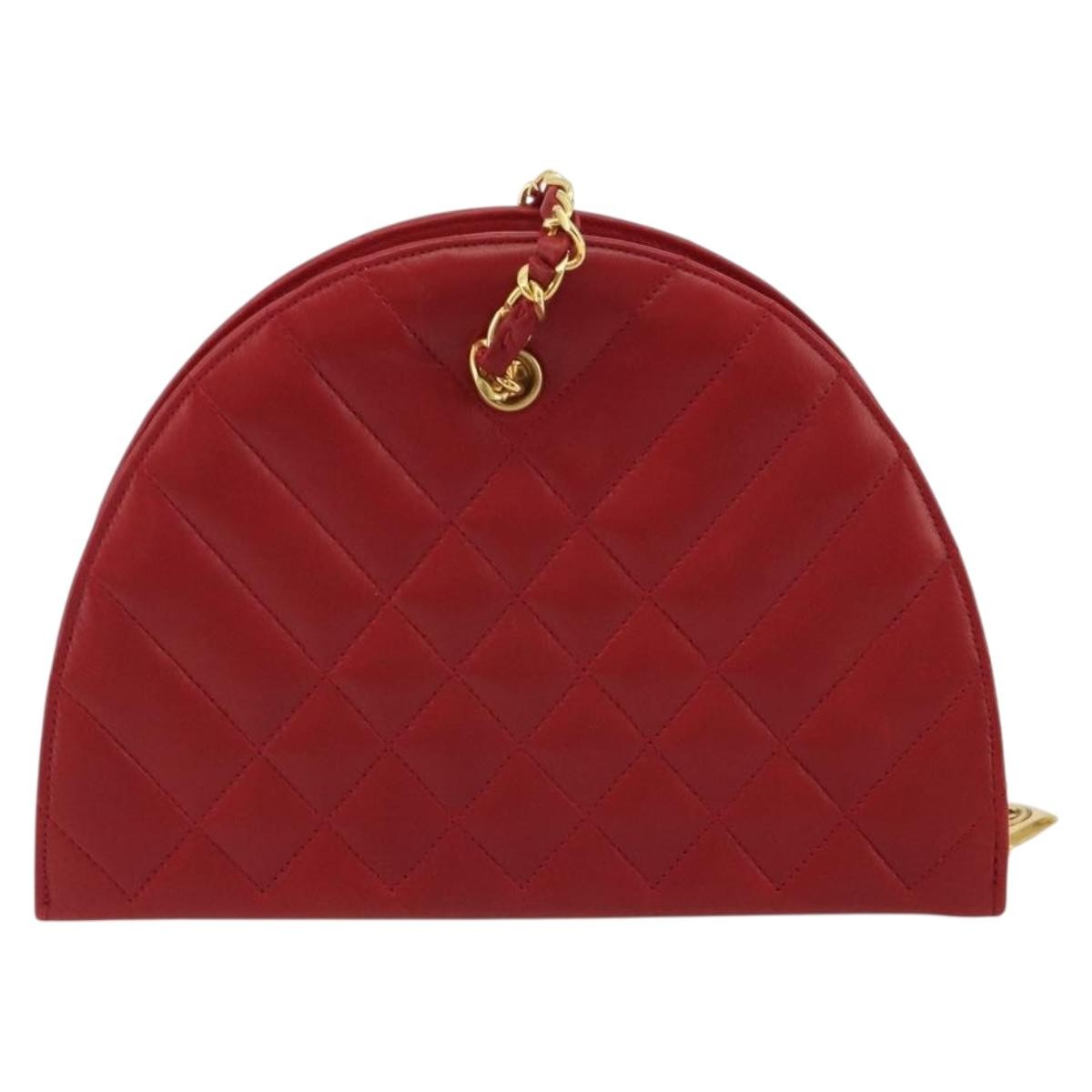 Chanel Vintage Chain Evening Mixed Quilt Lambskin Red Leather Clutche & Pouche Bag (Pre-Owned)