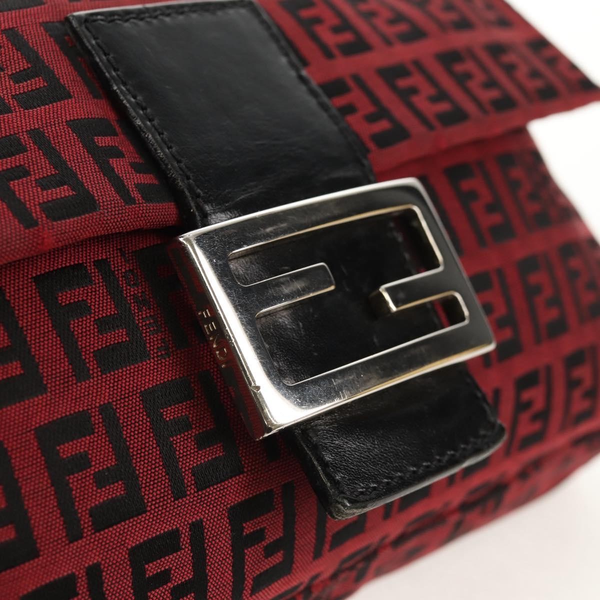 Fendi Baguette Zucchino Canvas Red Canvas Handbag (Pre-Owned)