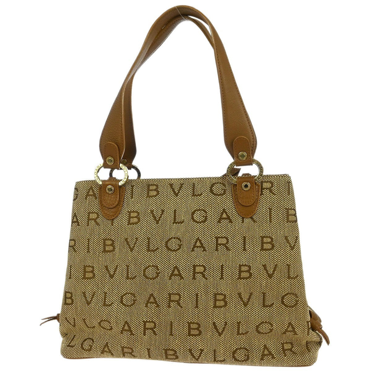 Bvlgari Logomania Canvas Brown Canvas Handbag (Pre-Owned)