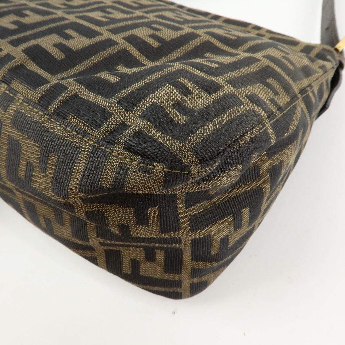 Fendi Round Flap Baguette Zucca Canvas Brown Canvas Shoulder Bag Bag (Pre-Owned)