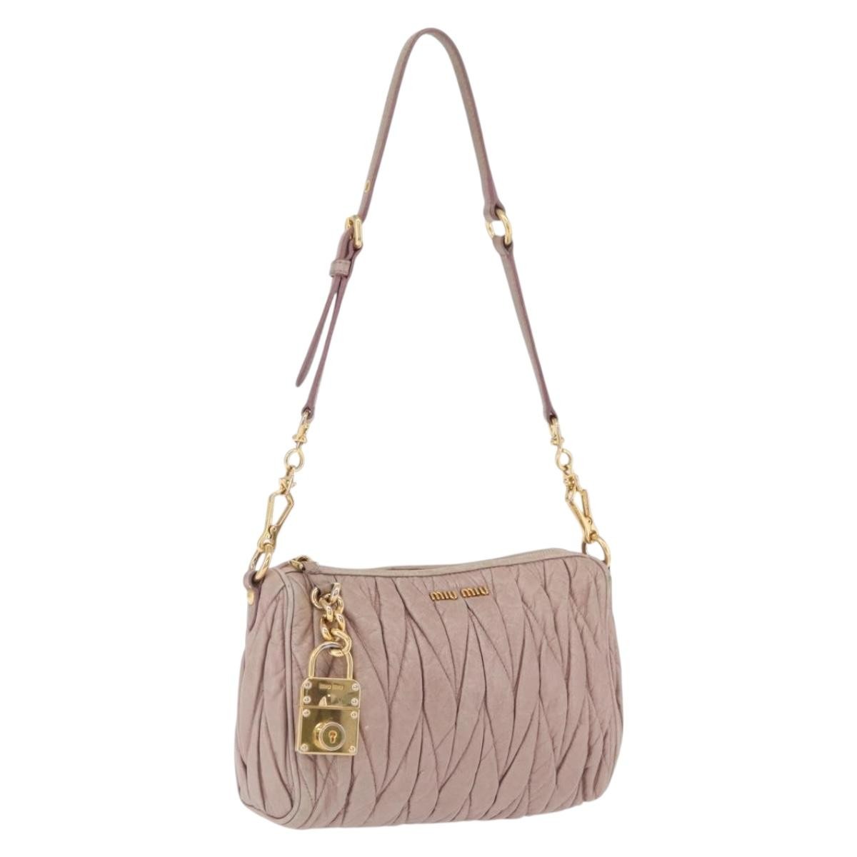 Miu Miu Shoulder Matelasse Leather Pink Leather Shoulder Bag Bag (Pre-Owned)