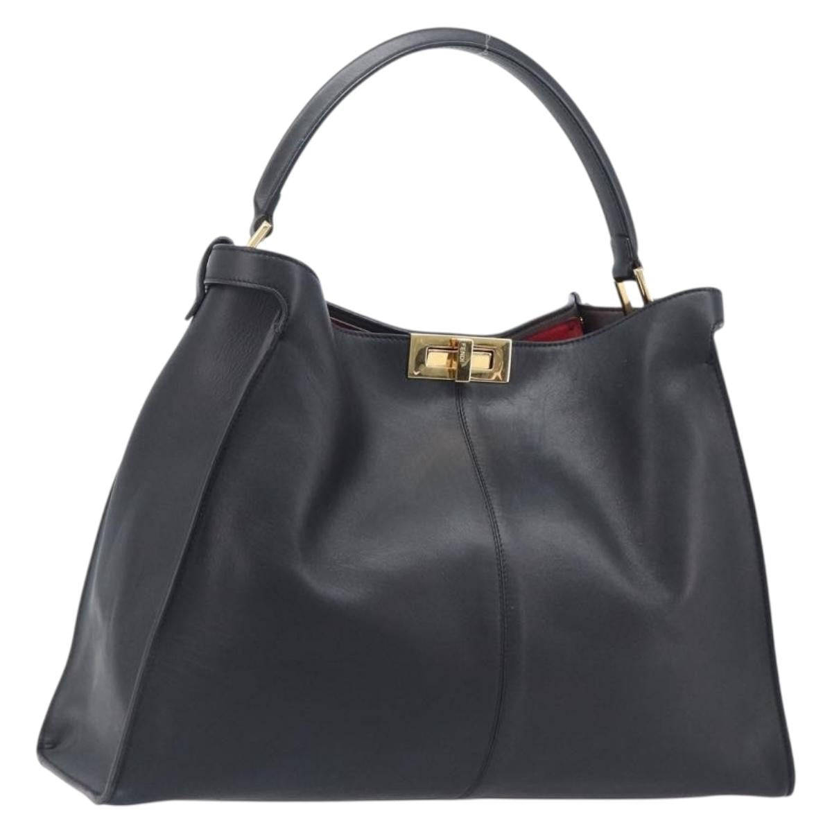 Fendi Peekaboo X-Lite Leather Black Leather Handbag (Pre-Owned)