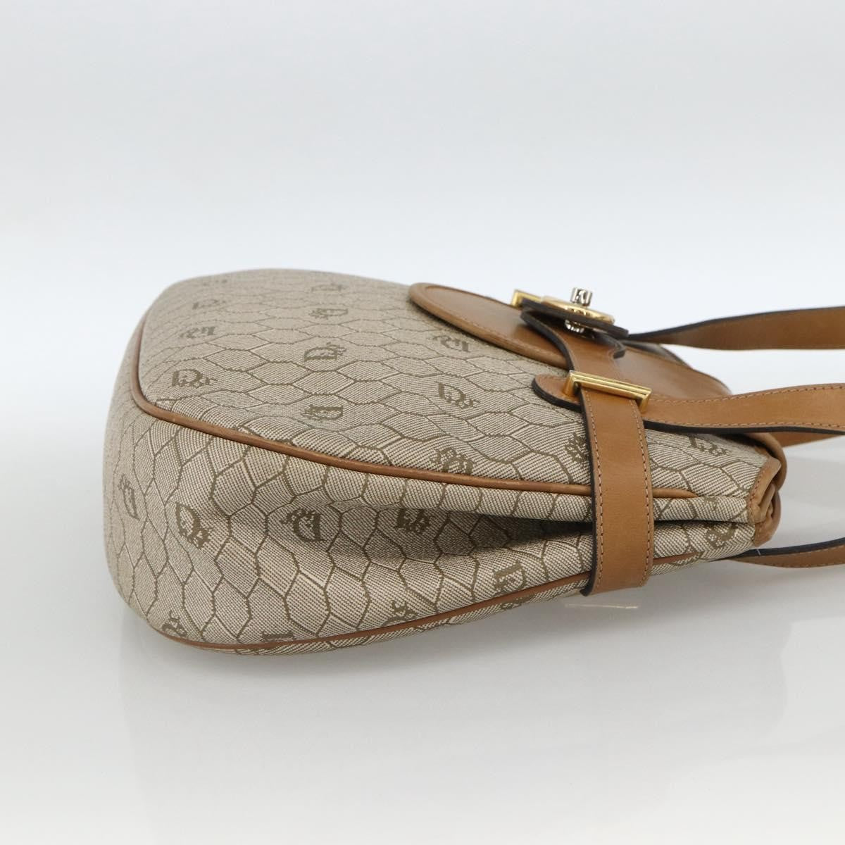 Christian Dior Vintage Honeycomb Canvas And Leather Beige Canvas Shoulder Bag Bag (Pre-Owned)