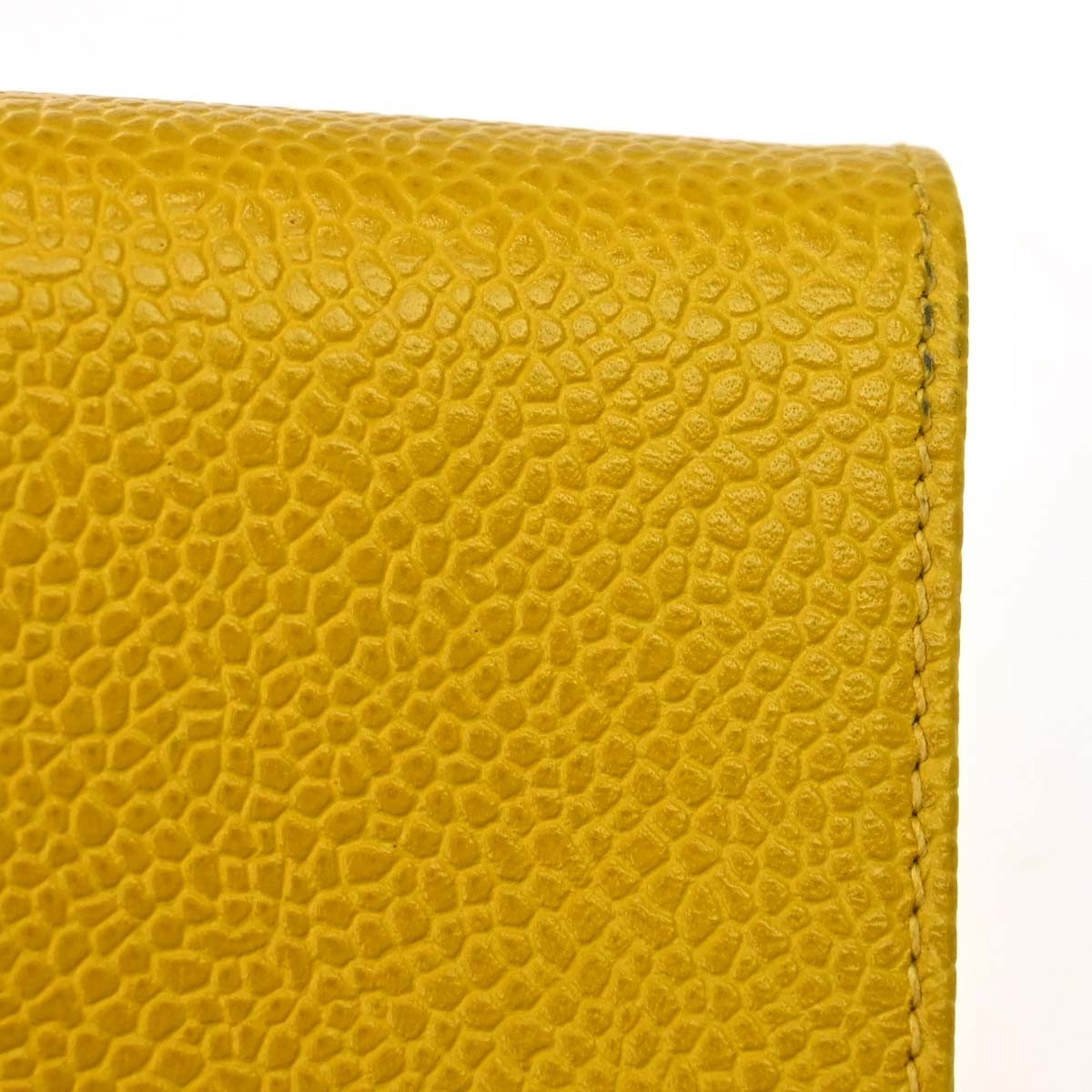 Chanel Vintage Cc Phone Holder Caviar Yellow Leather Clutche & Pouche Bag (Pre-Owned)