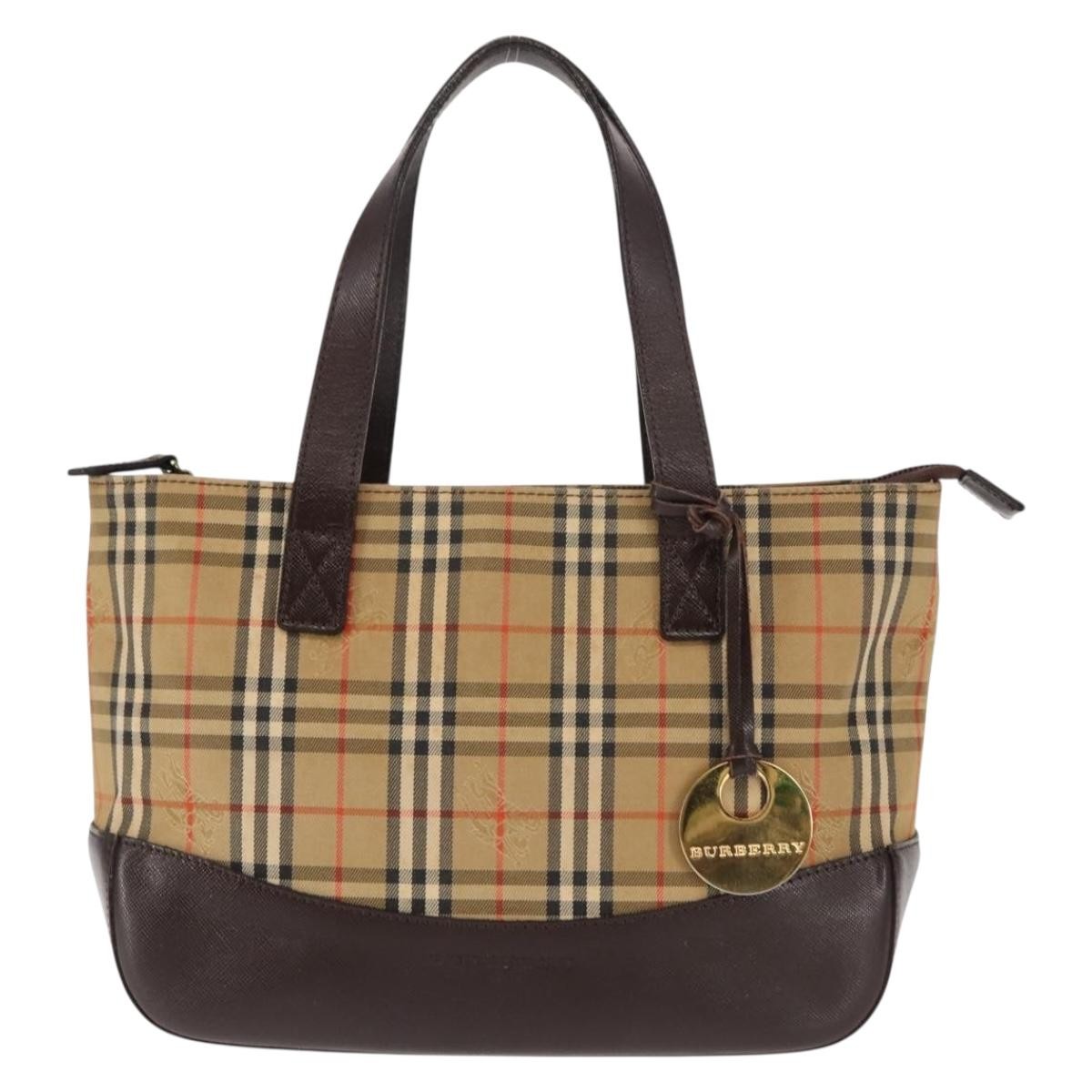 Burberry Nova Check Tote Canvas And Leather Beige Canvas Handbag (Pre-Owned)