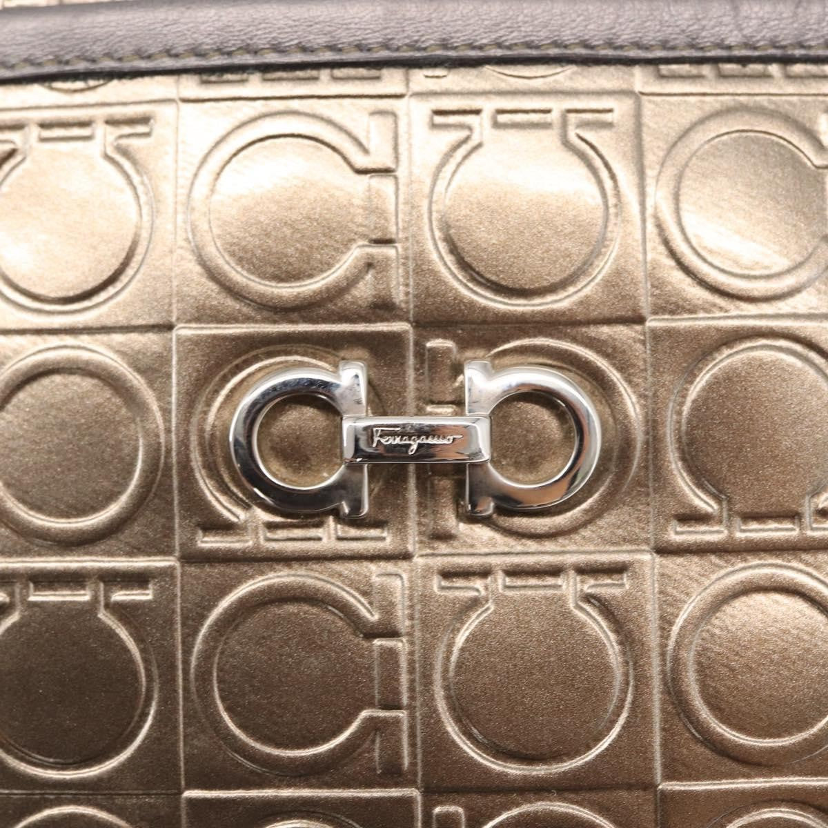 Salvatore Ferragamo Gancini Patent Leather Gold Patent_Leather Shoulder Bag Bag (Pre-Owned)