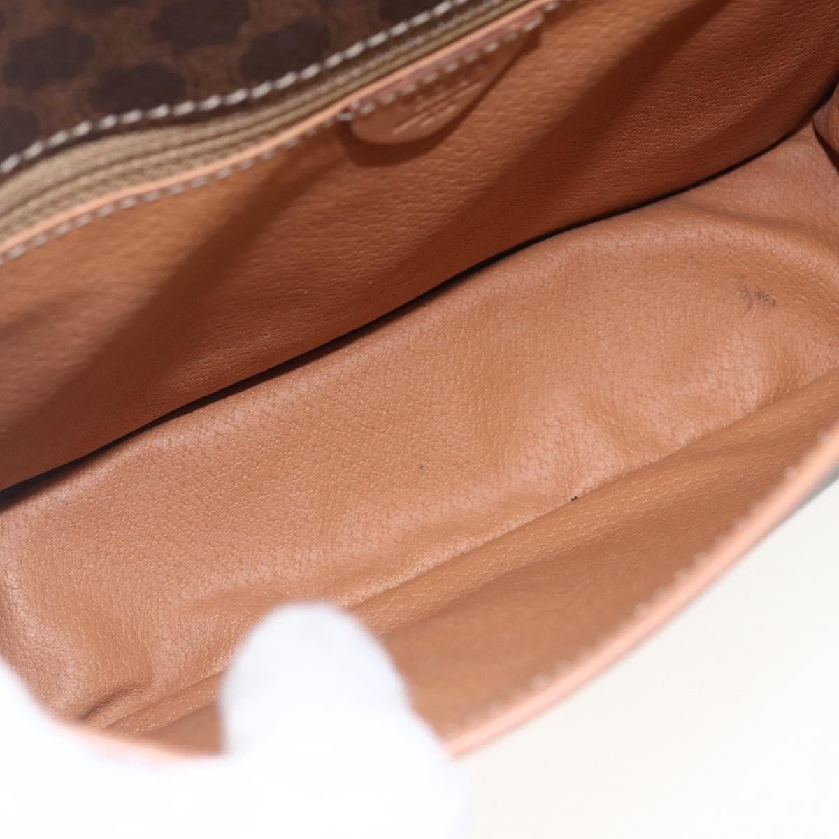 Celine Vintage Macadam Circle Logo Canvas And Leather Brown Canvas Shoulder Bag Bag (Pre-Owned)
