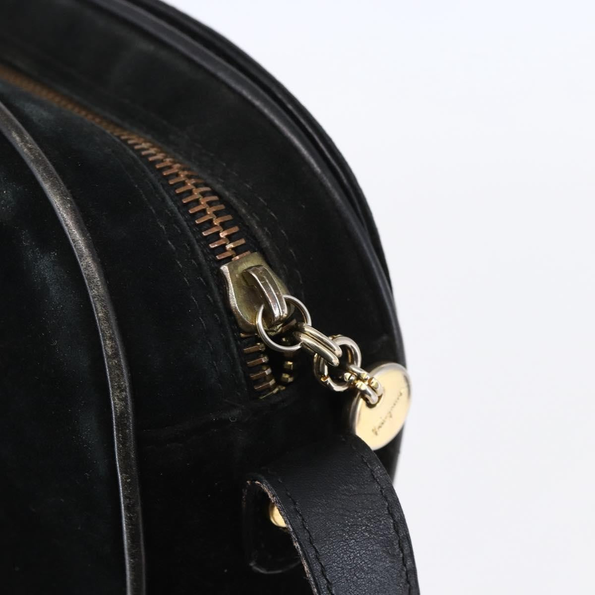 Salvatore Ferragamo Gancini Suede Black Suede Shoulder Bag Bag (Pre-Owned)