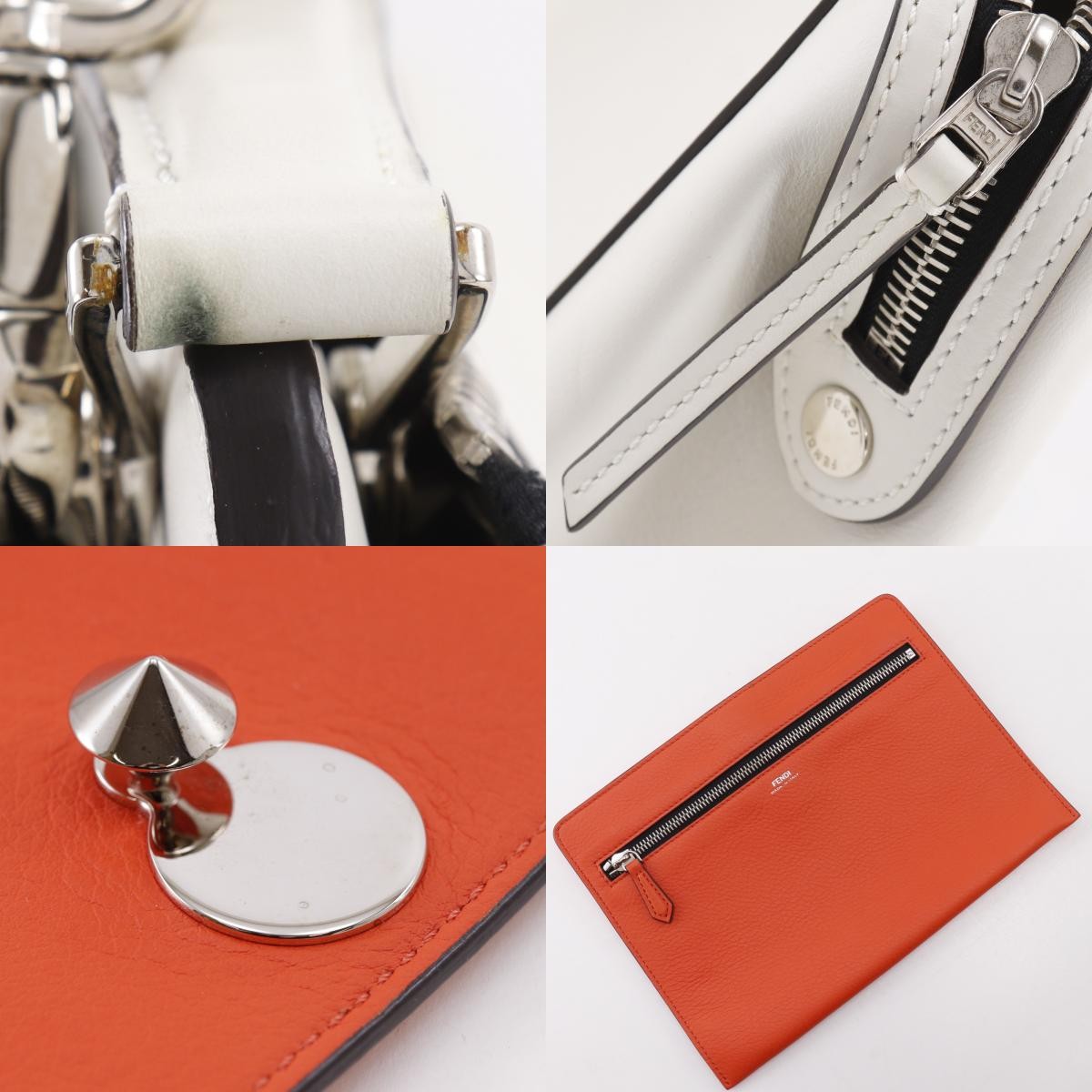 Fendi Dotcom Convertible Satchel Whipstitch Leather White Leather Handbag (Pre-Owned)