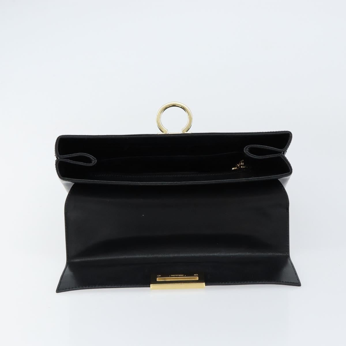 Salvatore Ferragamo Gancini Convertible Top Handle Leather Black Leather Handbag (Pre-Owned)