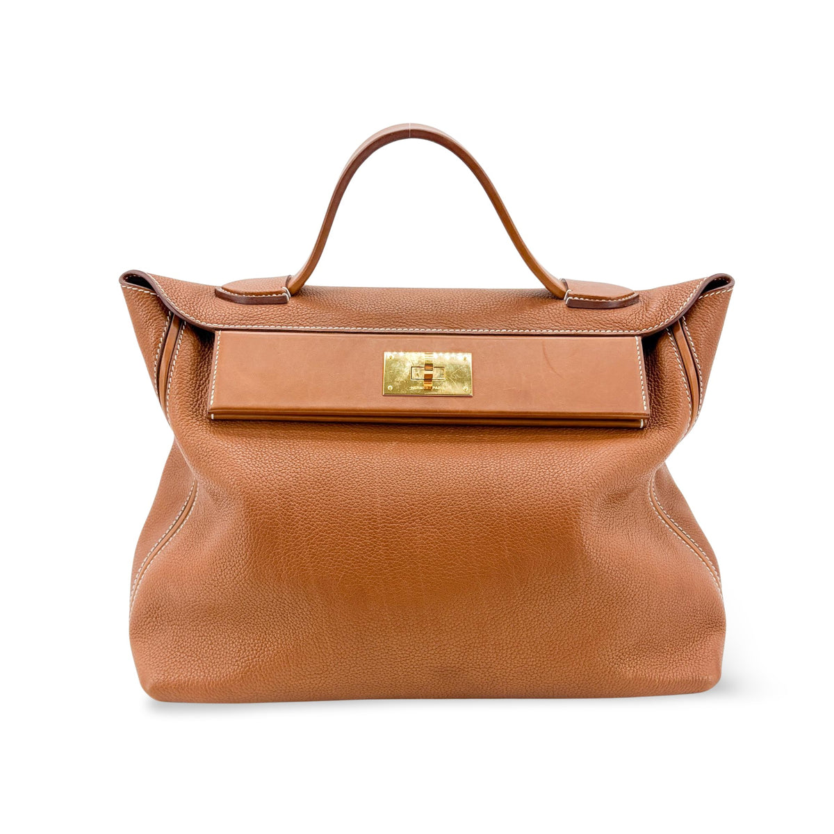 Hermes 24/24 Clemence With Swift Brown Leather Handbag (Pre-Owned)