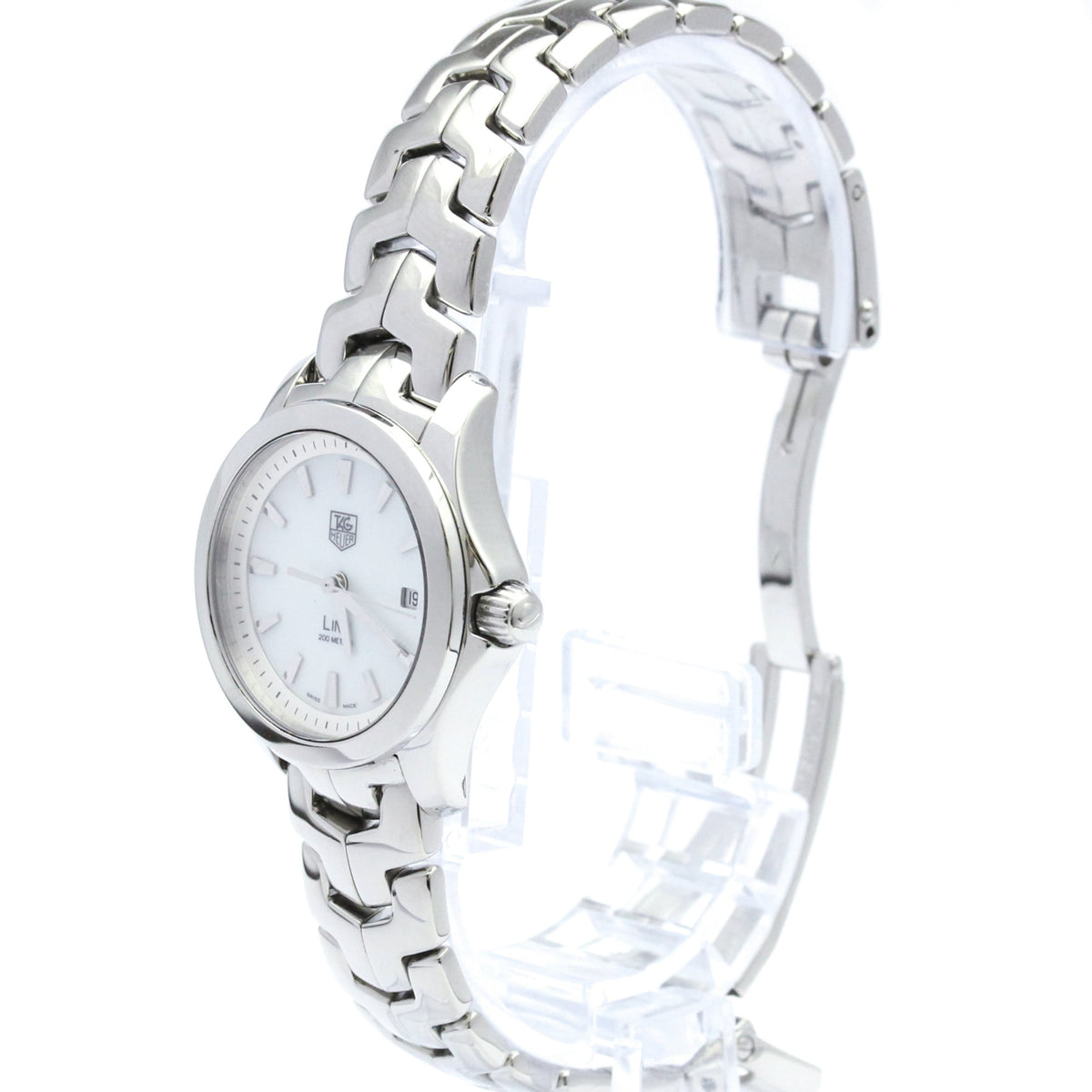 Tag Heuer Link Quartz Stainless Steel With Diamond Bezel And Markers Watch (Pre-Owned)