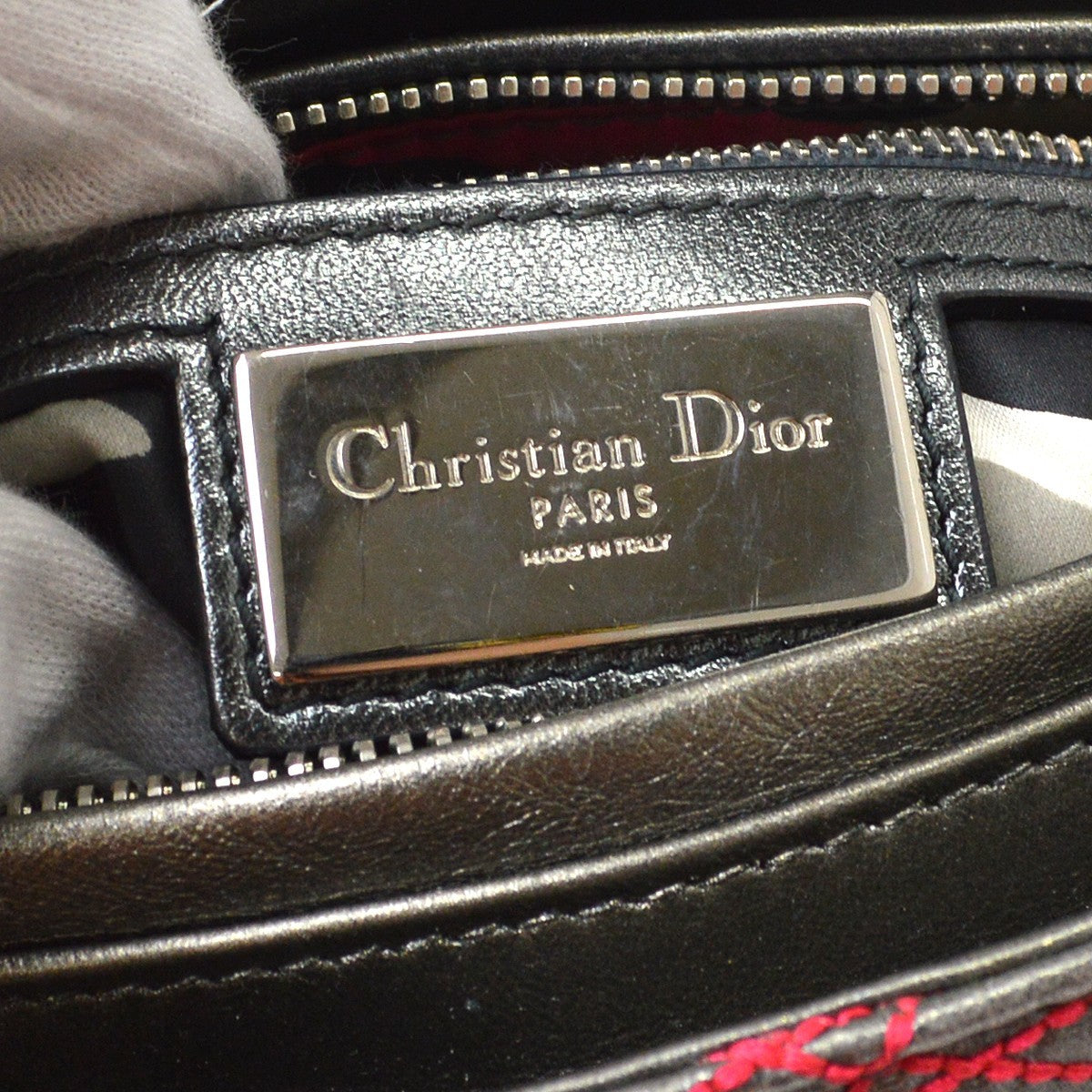 Christian Dior Lady Dior Anselm Reyle Cannage Quilt Leather Gray Leather Handbag (Pre-Owned)