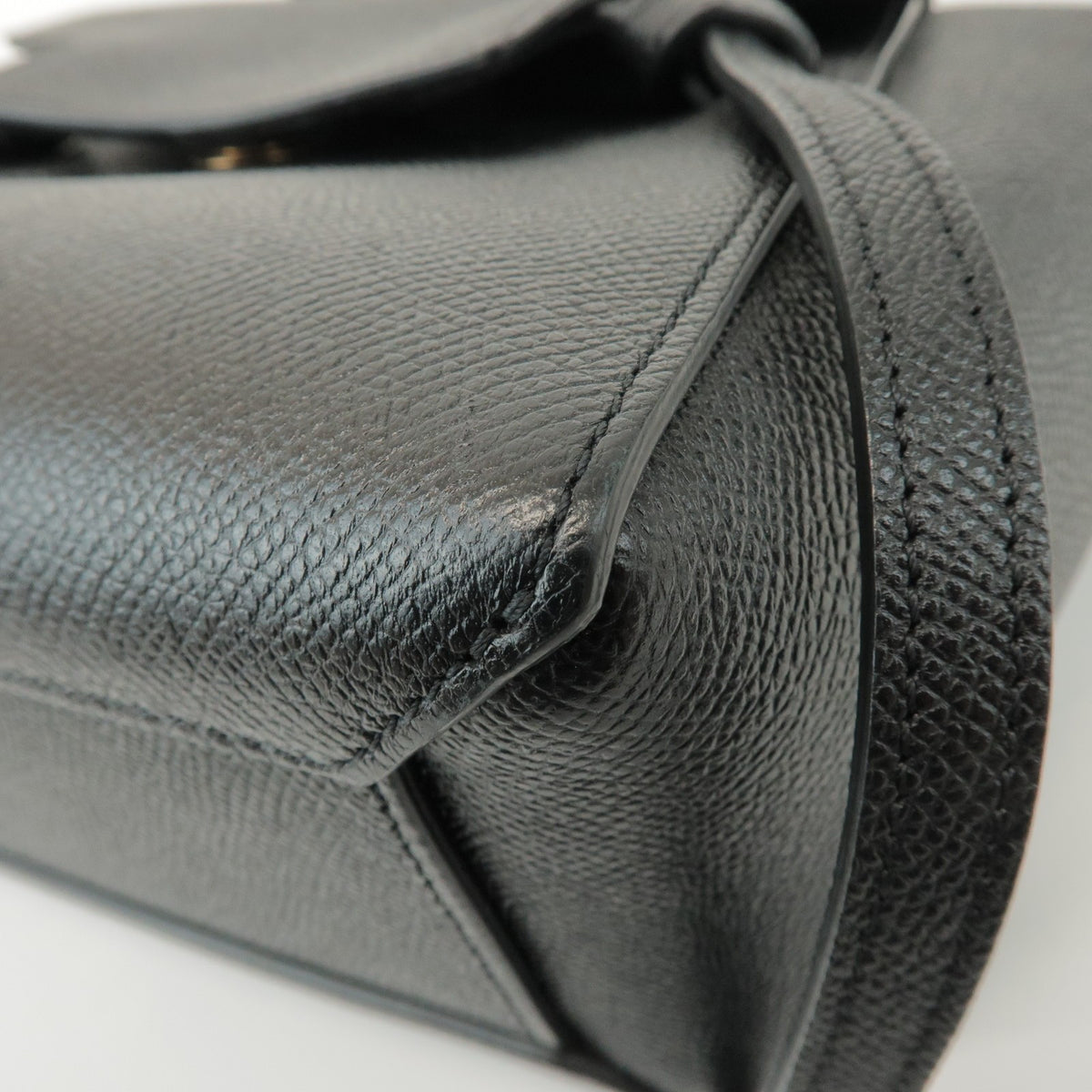 Celine Belt Textured Leather Black Leather Handbag (Pre-Owned)