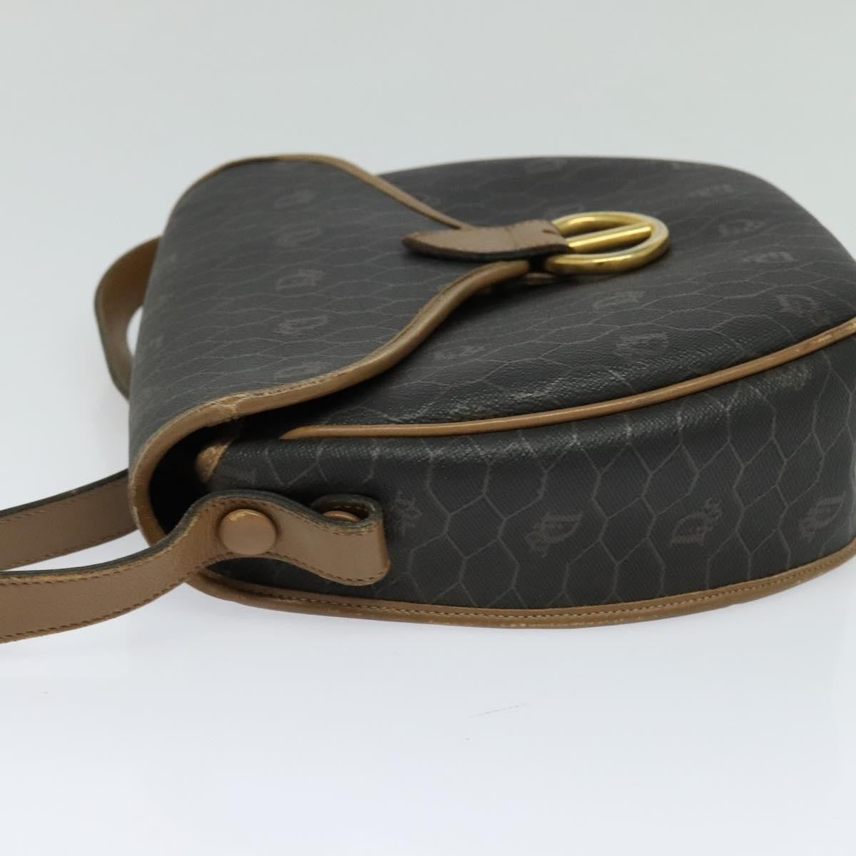 Christian Dior Vintage Honeycomb Flap Canvas And Leather Black Canvas Shoulder Bag Bag (Pre-Owned)