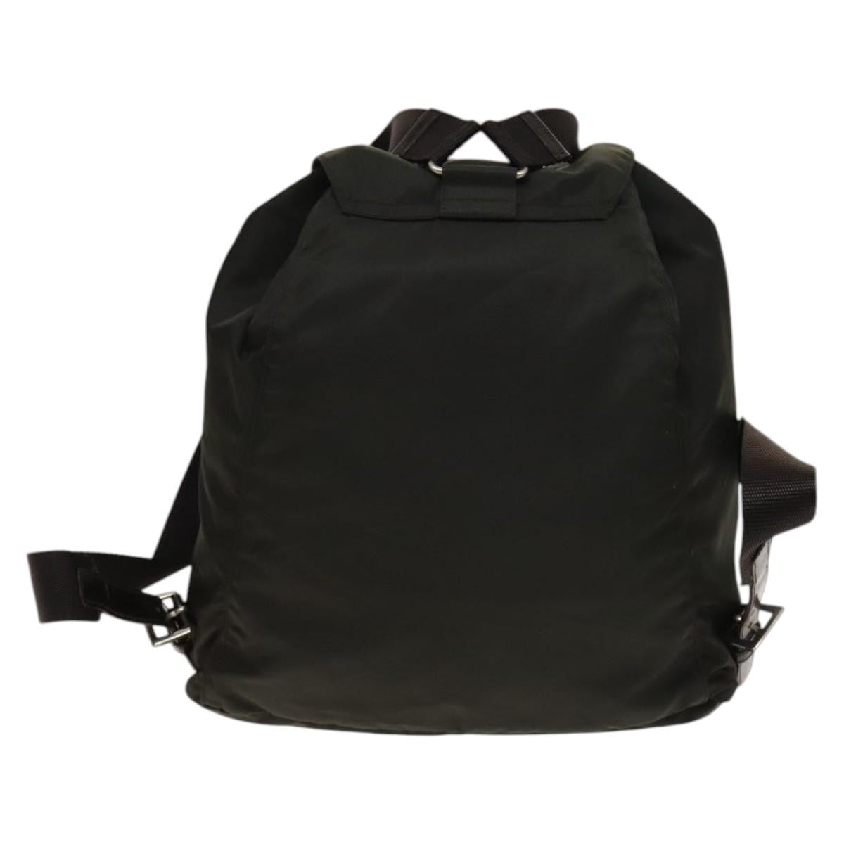 Prada Front Pocket Buckle Nylon Khaki Nylon Backpack Bag (Pre-Owned)