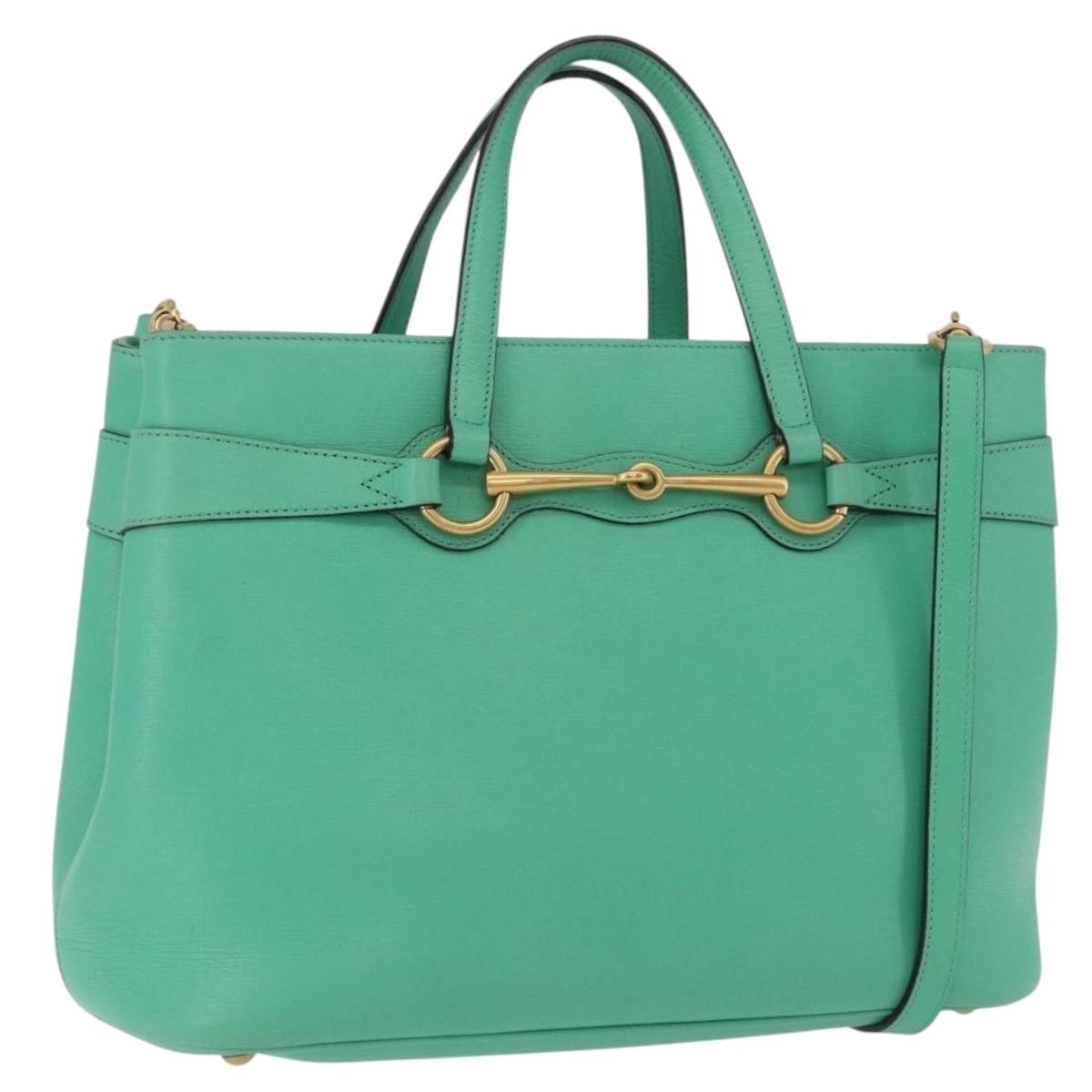 Gucci Bright Bit Convertible Leather Green Leather Tote Bag Bag (Pre-Owned)
