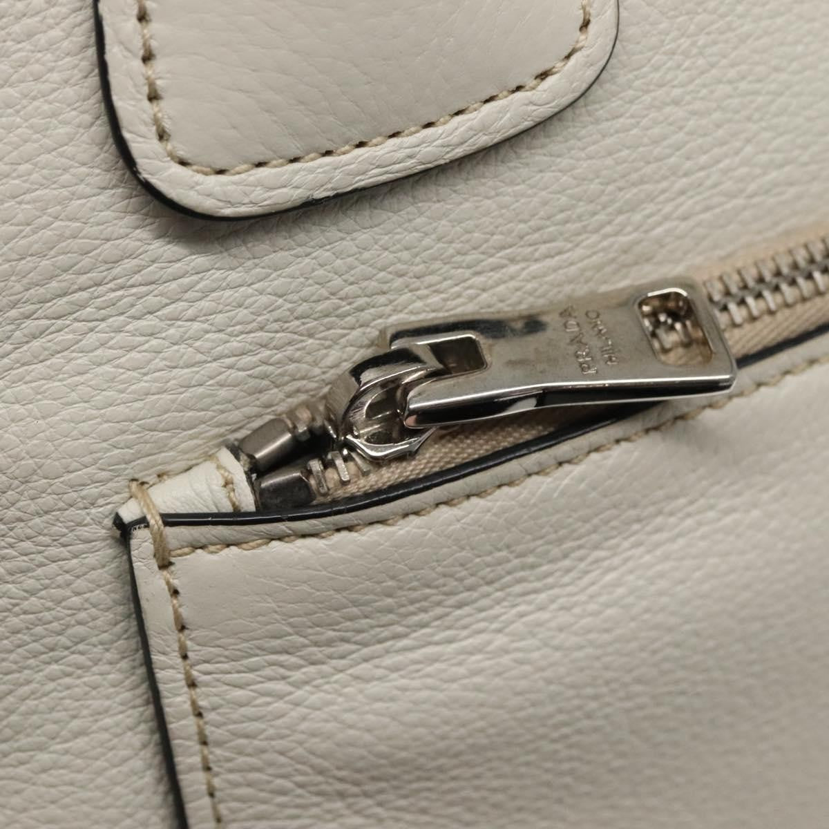 Prada Front Pocket Wing Convertible Tote Vitello Daino White Leather Tote Bag Bag (Pre-Owned)