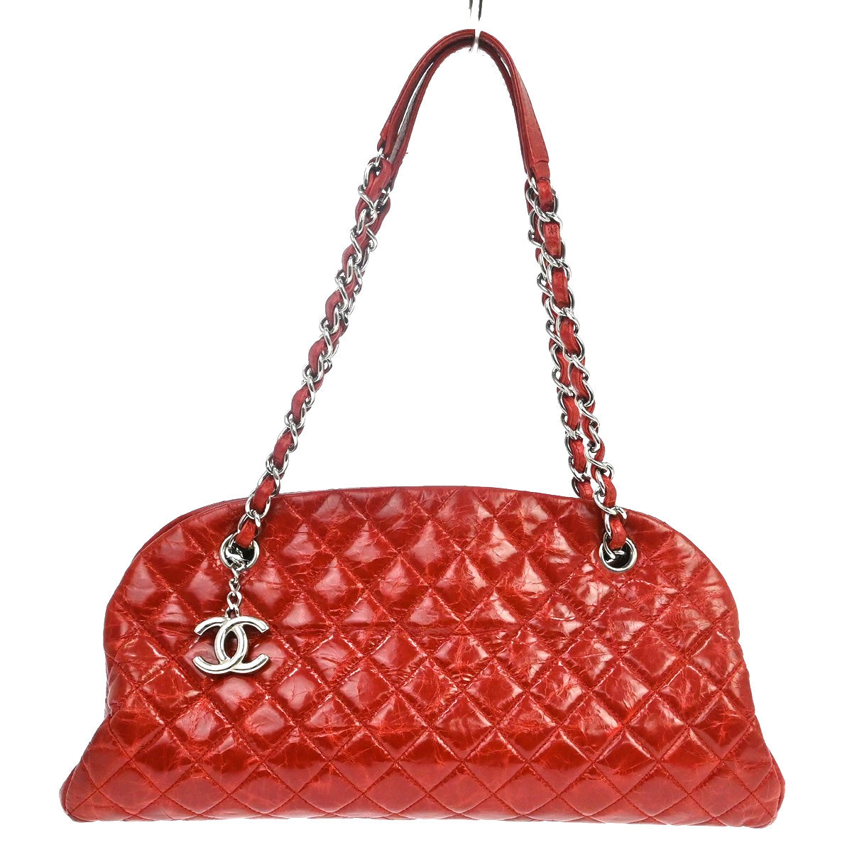 Chanel Just Mademoiselle Quilted Aged Calfskin Red Leather Shoulder Bag Bag (Pre-Owned)