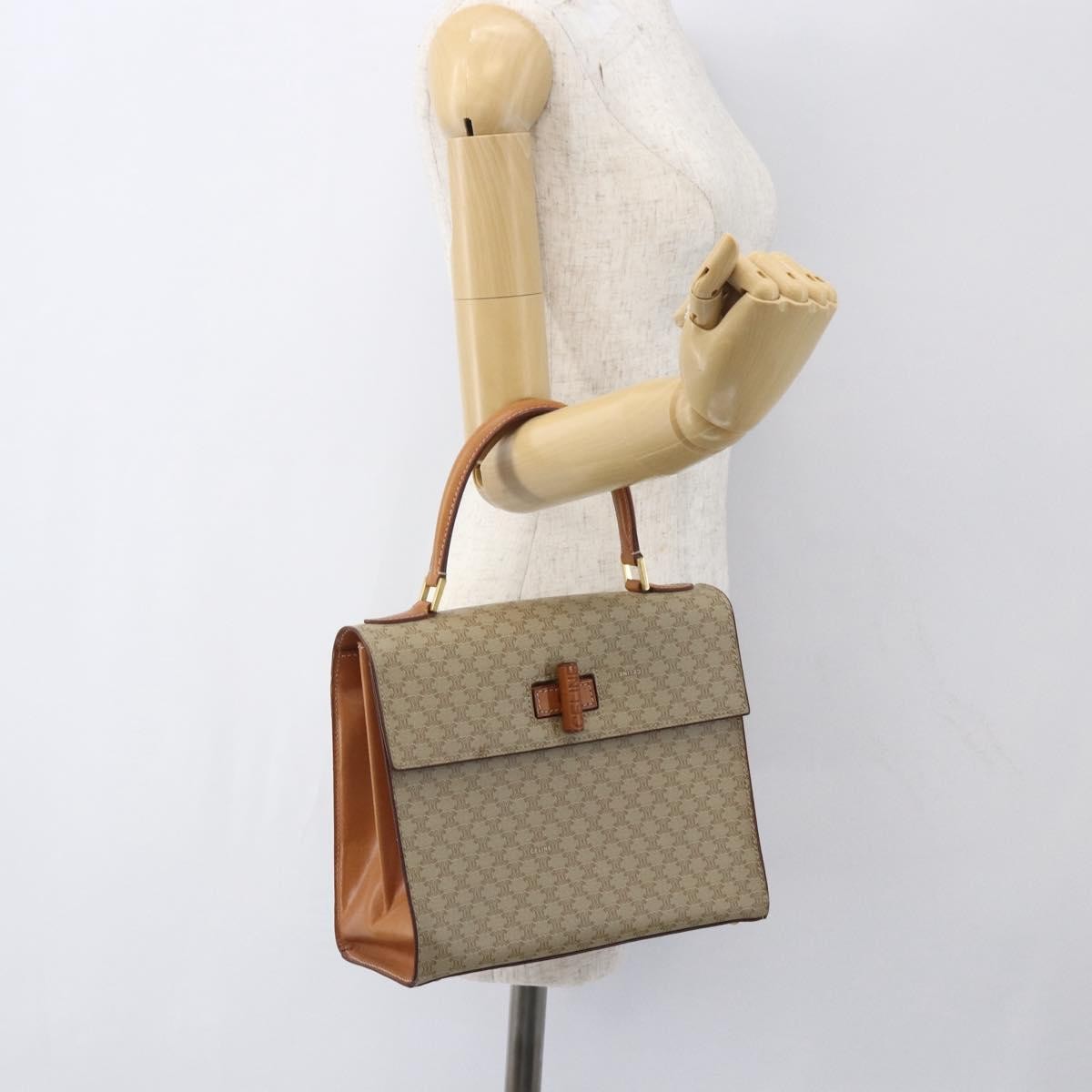 Celine Vintage Macadam Canvas And Leather Beige Canvas Handbag (Pre-Owned)