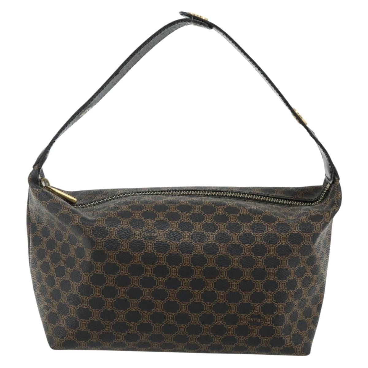 Celine Vintage Macadam Macadam Canva Vinyl Black Canvas Handbag (Pre-Owned)