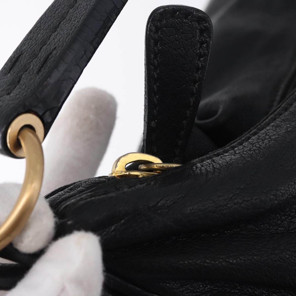 Miu Miu Zip Front Pocket Shopping Tote Leather Black Leather Shoulder Bag Bag (Pre-Owned)