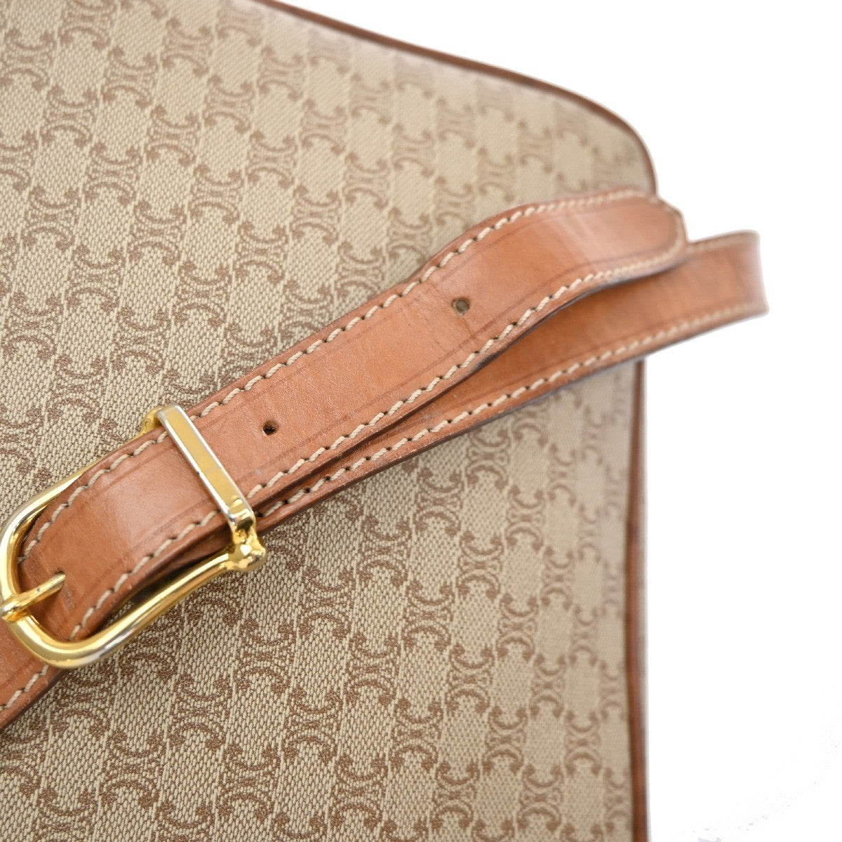 Celine Vintage Macadam Canvas Beige Canvas Shoulder Bag Bag (Pre-Owned)