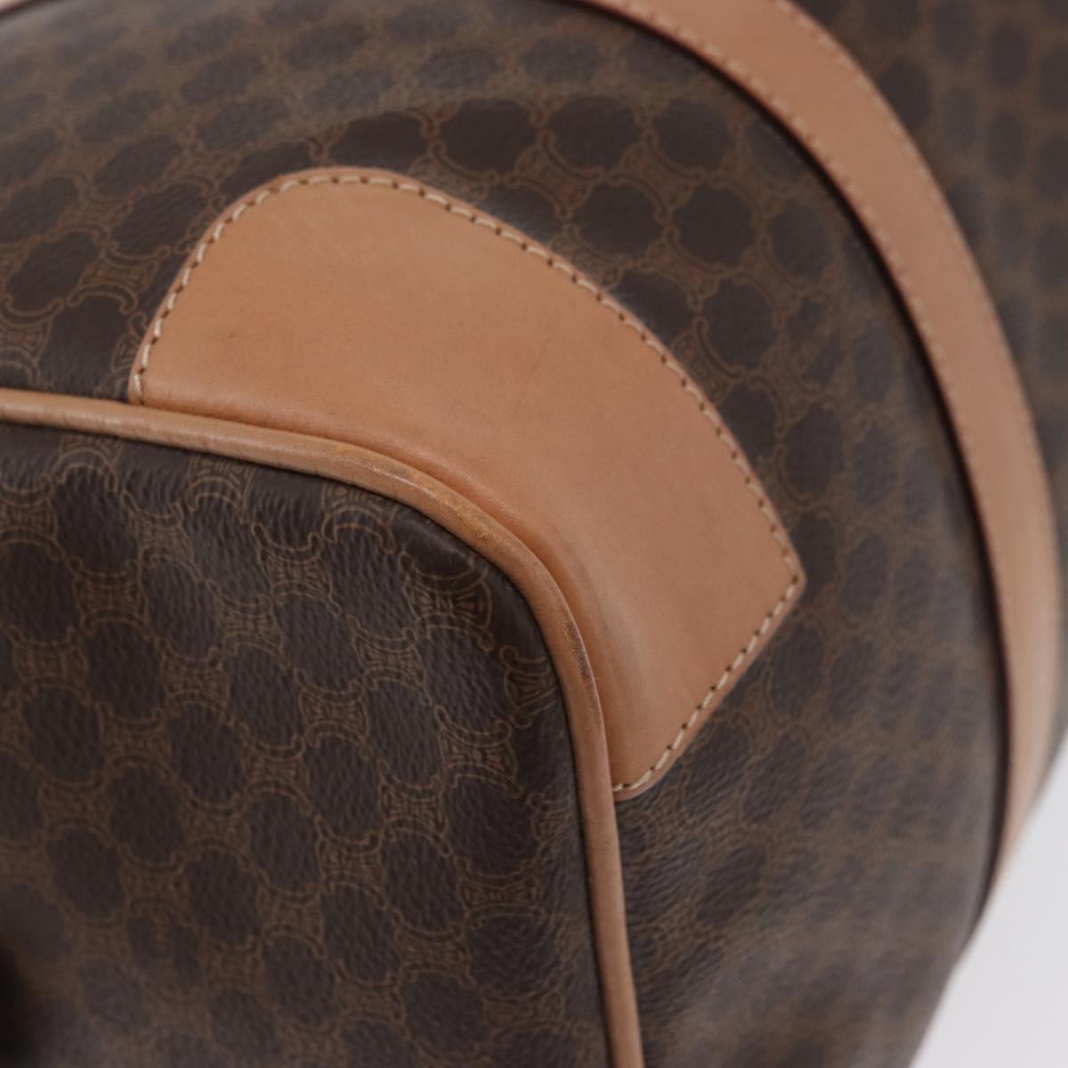 Celine Vintage Duffle Macadam Coated Canvas Brown Pvc Handbag (Pre-Owned)