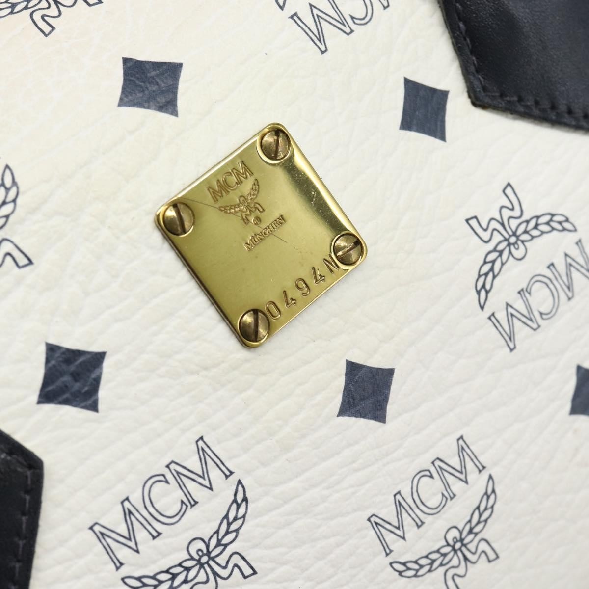 MCM Visetos Logogramme Leather White Leather Handbag (Pre-Owned)
