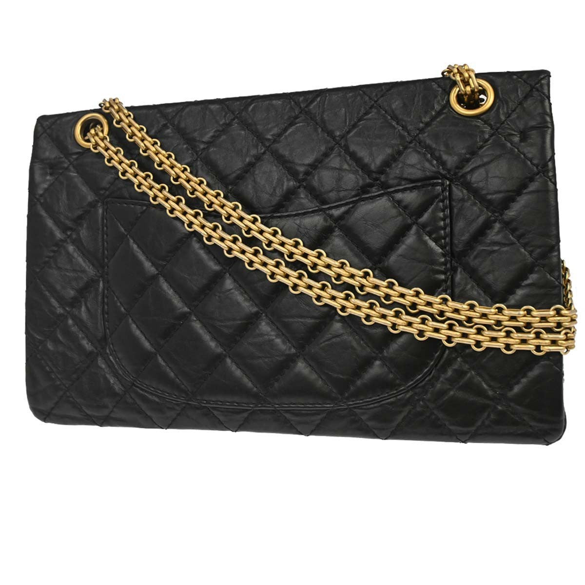 Chanel Reissue 2.55 Flap Quilted Aged Calfskin Black Calfskin Handbag (Pre-Owned)