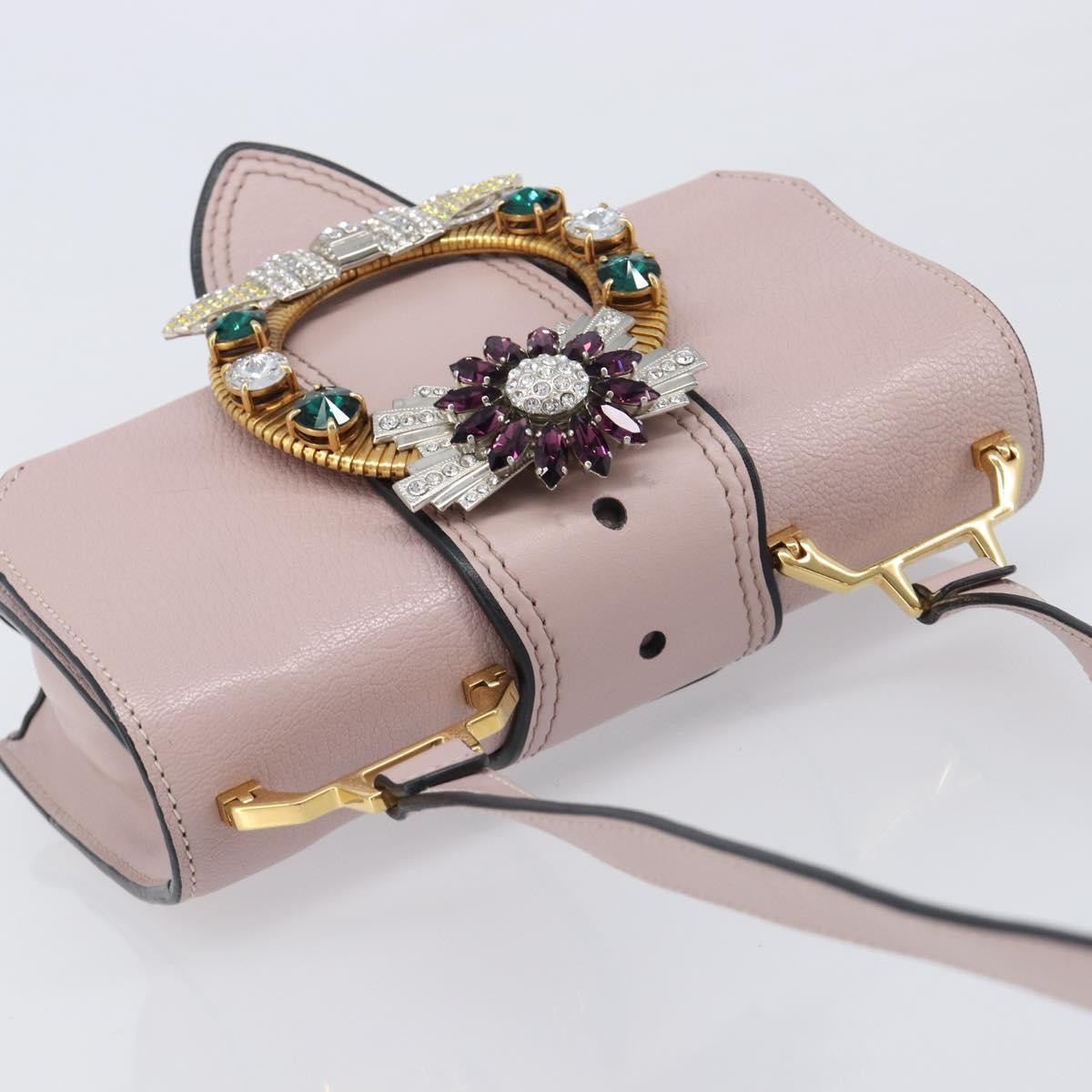Miu Miu Madras Crystal Flap Leather Pink Leather Crossbody Bag Bag (Pre-Owned)